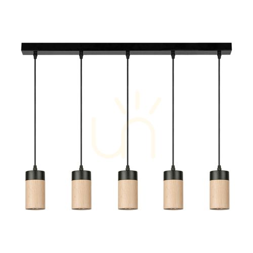 Skontrolujte Závesné svietidlo Artemis, olejovaný dub/čierna, 5xGU10, 6 W, 100 cm