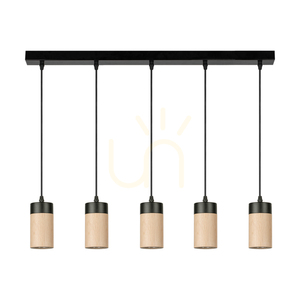 Závesné svietidlo Artemis, olejovaný dub/čierna, 5xGU10, 6 W, 100 cm small 0