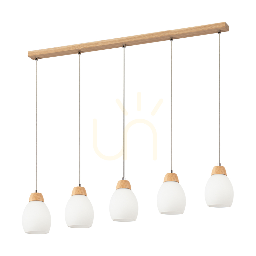 Skontrolujte Závesné svietidlo Skaja, olejovaný dub, 5xE27, 100 cm Závesné svietidlo Skaja, olejovaný dub, 5xE27, 100 cm