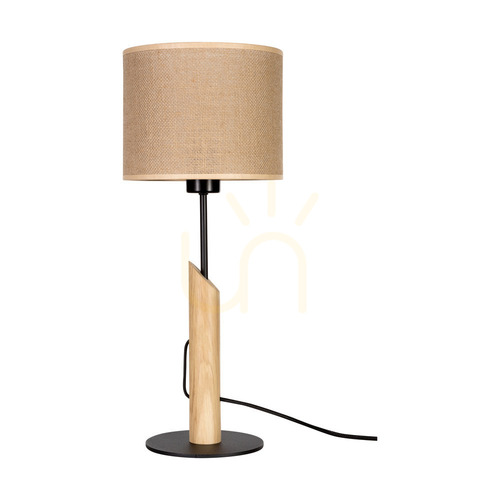 Skontrolujte Stolná lampa Canva, olejovaný dub/čierna, béžové tienidlo, 1xE27, Ø20 cm