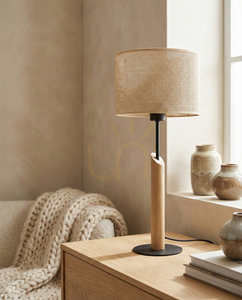 Stolná lampa Canva, olejovaný dub/čierna, béžové tienidlo, 1xE27, Ø27 cm 1 Stolná lampa Canva, olejovaný dub/čierna, béžové tienidlo, 1xE27, Ø27 cm small 1