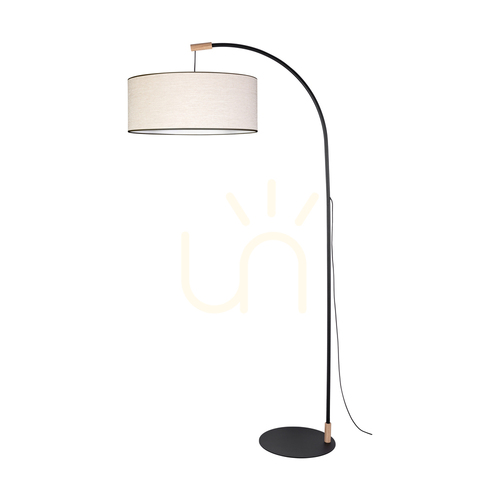 Skontrolujte Stojaca lampa Brindille, olejovaný dub/čierna, béžovo-čierne tienidlo, 1xE27, 94 cm