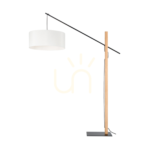 Skontrolujte Stojaca lampa Savra, olejovaný dub/čierna, biele tienidlo, 1xE27, 160 cm