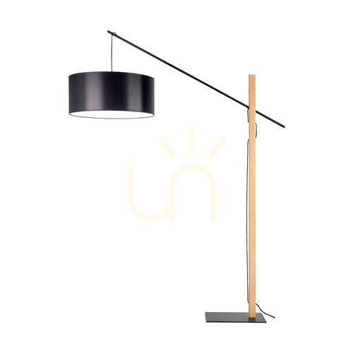 Skontrolujte Stojaca lampa Savra, olejovaný dub/čierna, čierne tienidlo, 1xE27, 160 cm