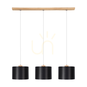 Závesné svietidlo Dreva, olejovaný dub, čierny tienidlo, 3xE27, 100 cm small 0