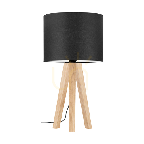 Skontrolujte Stolná lampa Solea, olejovaný dub, čierne tienidlo, 1xE27, Ø22 cm
