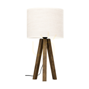 Stolná lampa Solea, orech, béžový tienidlo, 1xE27, Ø22 cm small 0