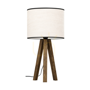 Stolná lampa Solea, orech, béžovo-čierne tienidlo, 1xE27, Ø22 cm small 0