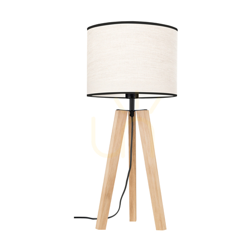 Skontrolujte Stolná lampa Solea, olejovaný dub/čierna, béžovo-čierne tienidlo, 1xE27, Ø30 cm