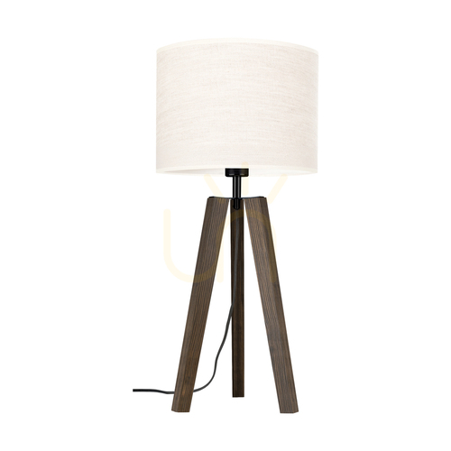 Skontrolujte Stolná lampa Solea, orech/čierna s béžovým tienidlom, 1xE27, Ø30 cm