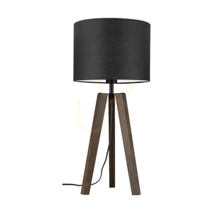 Stolná lampa Solea, orech/čierna, čierne tienidlo, 1xE27, Ø30 cm small 0