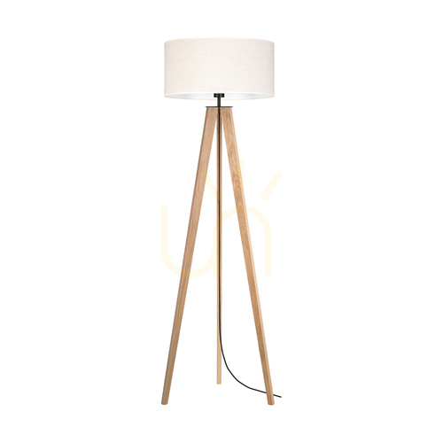 Skontrolujte Stojaca lampa Solea, olejovaný dub/čierna, béžové tienidlo, 1xE27, Ø50 cm