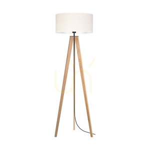 Stojaca lampa Solea, olejovaný dub/čierna, béžové tienidlo, 1xE27, Ø50 cm small 0