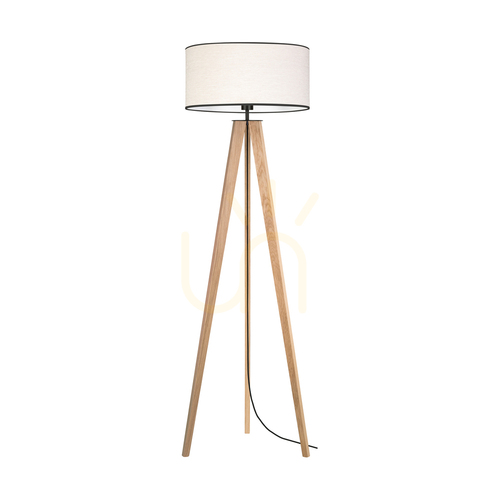 Skontrolujte Stojaca lampa Solea, olejovaný dub/čierna, béžovo-čierne tienidlo, 1xE27, Ø50 cm