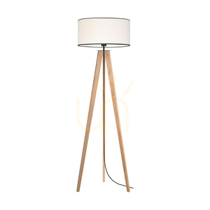 Stojaca lampa Solea, olejovaný dub/čierna, béžovo-čierne tienidlo, 1xE27, Ø50 cm small 0