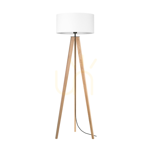 Skontrolujte Stojaca lampa Solea, olejovaný dub/čierna, biele tienidlo, 1xE27, Ø50 cm