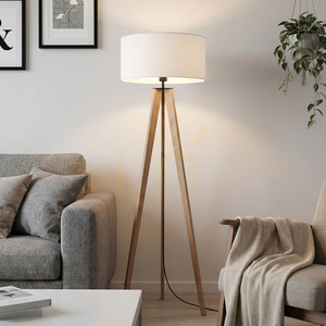 Stojaca lampa Solea, hnedá/čierna, biele tienidlo, 1xE27, Ø50 cm small 1