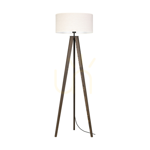 Skontrolujte Stojaca lampa Solea, orech/čierna, béžové tienidlo, 1xE27, Ø50 cm