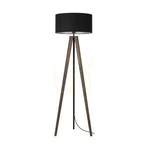 Stojaca lampa Solea, orech/čierna, čierne tienidlo, 1xE27, Ø50 cm small 0