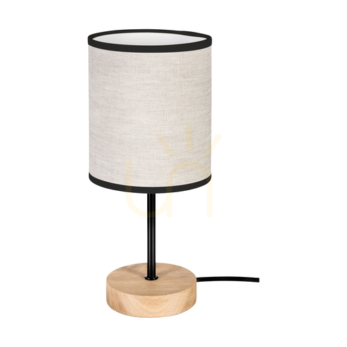 Skontrolujte Stolná lampa Dreva, olejovaný dub/čierna, béžovo-čierne tienidlo, 1xE27, Ø13 cm