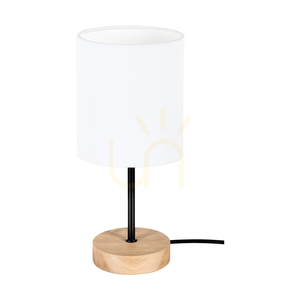 Stolná lampa Dreva, olejovaný dub/čierna, biele tienidlo, 1xE27, Ø13 cm small 0