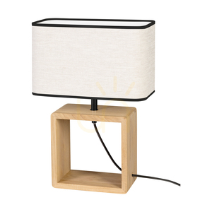 Stolná lampa Silva, olejovaný dub/čierna, béžovo-čierne tienidlo, 1xE27, 30 cm small 0