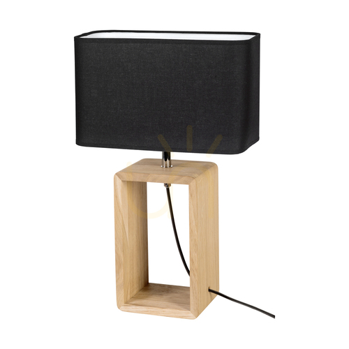 Skontrolujte Stolná lampa Silva, olejovaný dub/chróm, čierne tienidlo, 1xE27, 30 cm