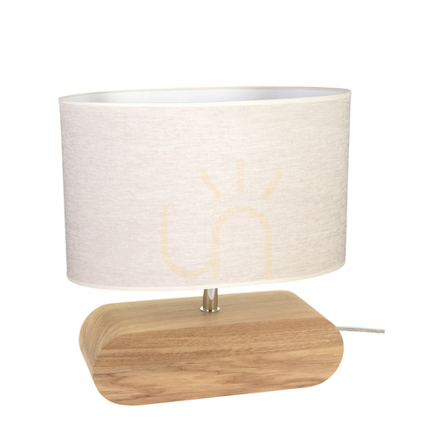 Skontrolujte Stolná lampa Braze, olejovaný dub/chróm, béžové tienidlo, 1xE27, 30 cm