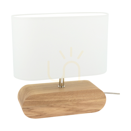 Skontrolujte Stolná lampa Braze, olejovaný dub/chróm, biele tienidlo, 1xE27, 30 cm