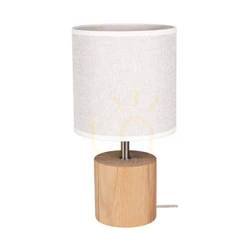 Skontrolujte Stolná lampa Arden, olejovaný dub/satén, béžové tienidlo, 1xE27, Ø17 cm