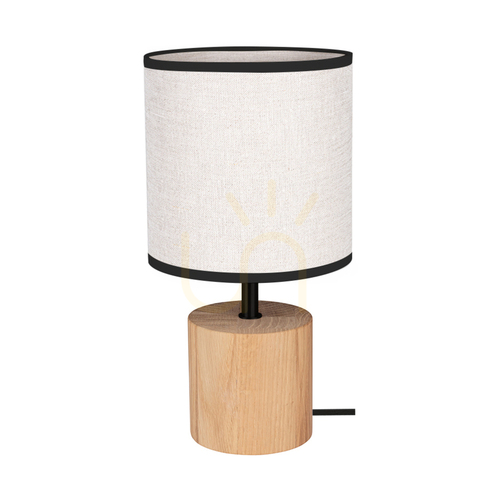 Skontrolujte Stolná lampa Arden, olejovaný dub/čierna, béžovo-čierne tienidlo, 1xE27, Ø17 cm