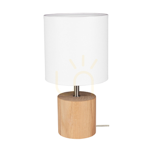 Stolná lampa Arden, olejovaný dub/satén, biele tienidlo, 1xE27, Ø17 cm small 0