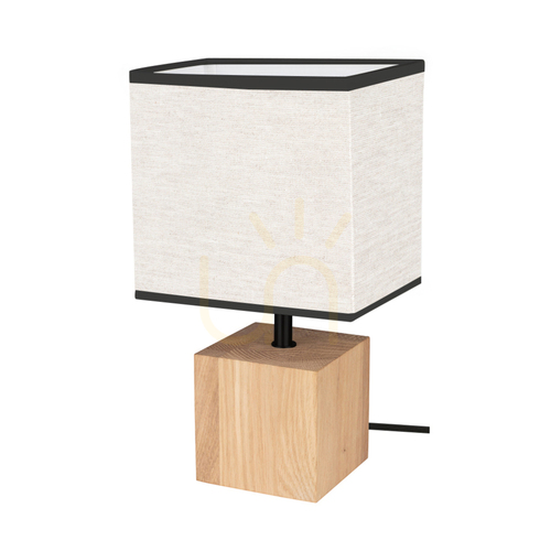 Skontrolujte Stolná lampa Arden, olejovaný dub/čierna, béžovo-čierne tienidlo, 1xE27, 17 cm