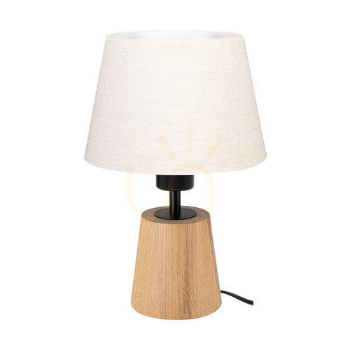 Skontrolujte Stolná lampa Arden, olejovaný dub/čierna s béžovým tienidlom, 1xE27, Ø20 cm