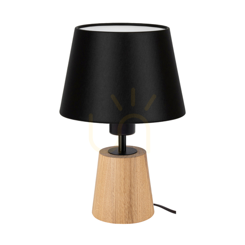 Skontrolujte Stolná lampa Arden, olejovaný dub/čierna, čierne tienidlo, 1xE27, Ø20 cm