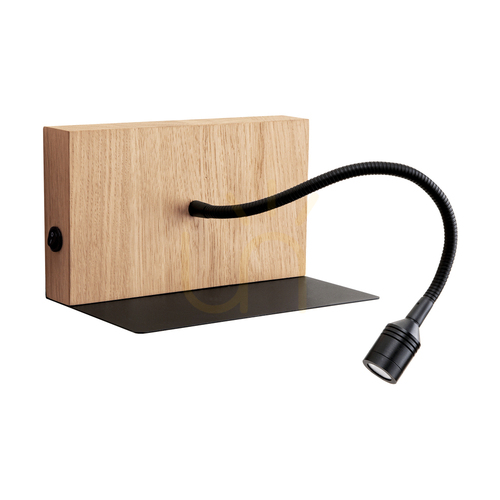 Skontrolujte Nástenná svietidlo Lector, olejovaný dub/čierna, 1xLED 2,8 W, 19 cm
