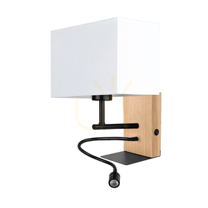 Nástenná lampa Lector, olejovaný dub/čierna, biely tienidlo, 1xE27 + 1xLED 2,8 W, 22 cm small 0