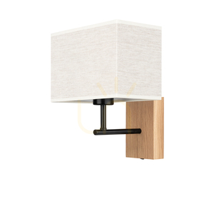 Nástenná lampa Lector, olejovaný dub/čierna, béžový tienidlo, 1xE27, 22 cm small 0