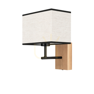 Nástenná lampa Lector, olejovaný dub/čierna, béžovo-čierny tienidlo, 1xE27, 22 cm small 0