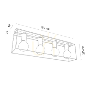 Stropné svietidlo Gretter, 4xE27, Max. 60 W, biely/olejovaný dub, 75 cm small 1