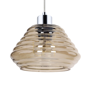 Závesné svietidlo Bali 1xE27 60 W, chróm/hnedá/číra, Ø 15 cm small 1