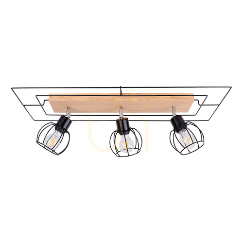 Skontrolujte Stropné svietidlo Chester, 3xE27, Max. 60 W, olejovaný dub/čierna, 78 cm