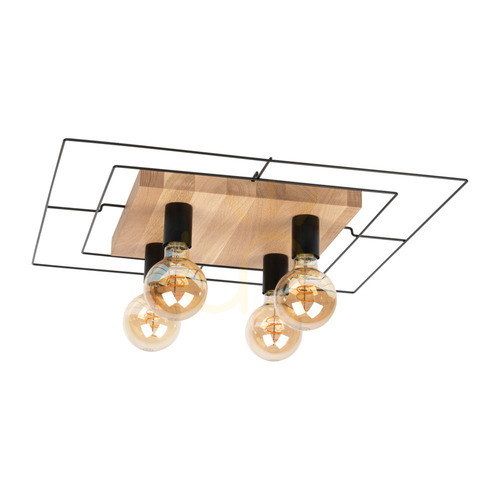 Skontrolujte Stropné svietidlo Chester, 4xE27, Max. 60 W, olejovaný dub/čierna, 58 cm