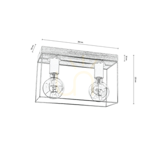 Stropné svietidlo Gretter, 2xE27, Max. 60 W, olejovaný dub/čierna, 35 cm small 1