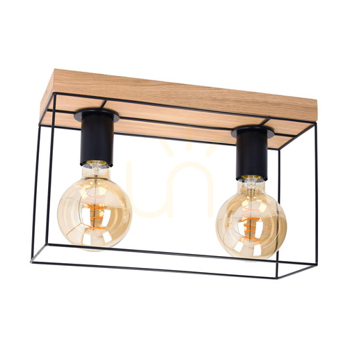 Skontrolujte Stropné svietidlo Gretter, 2xE27, Max. 60 W, olejovaný dub/čierna, 35 cm