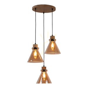 Závesné svietidlo Serena 3xE27 Max. 60 W, olejovaný dub / čierne PVC / hnedá, Ø 40 cm small 1