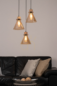 Závesné svietidlo Serena 3xE27 Max. 60 W, olejovaný dub / čierne PVC / hnedá, Ø 40 cm small 2