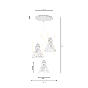 Závesné svietidlo Serena 3xE27 Max. 60 W, olejovaný dub / čierne PVC / hnedá, Ø 40 cm small 3