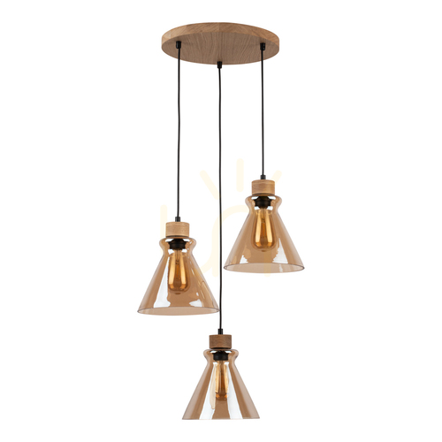 Skontrolujte Závesné svietidlo Serena 3xE27 Max. 60 W, olejovaný dub / čierne PVC / hnedá, Ø 40 cm