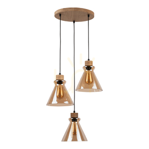 Závesné svietidlo Serena 3xE27 Max. 60 W, olejovaný dub / čierne PVC / hnedá, Ø 40 cm small 0